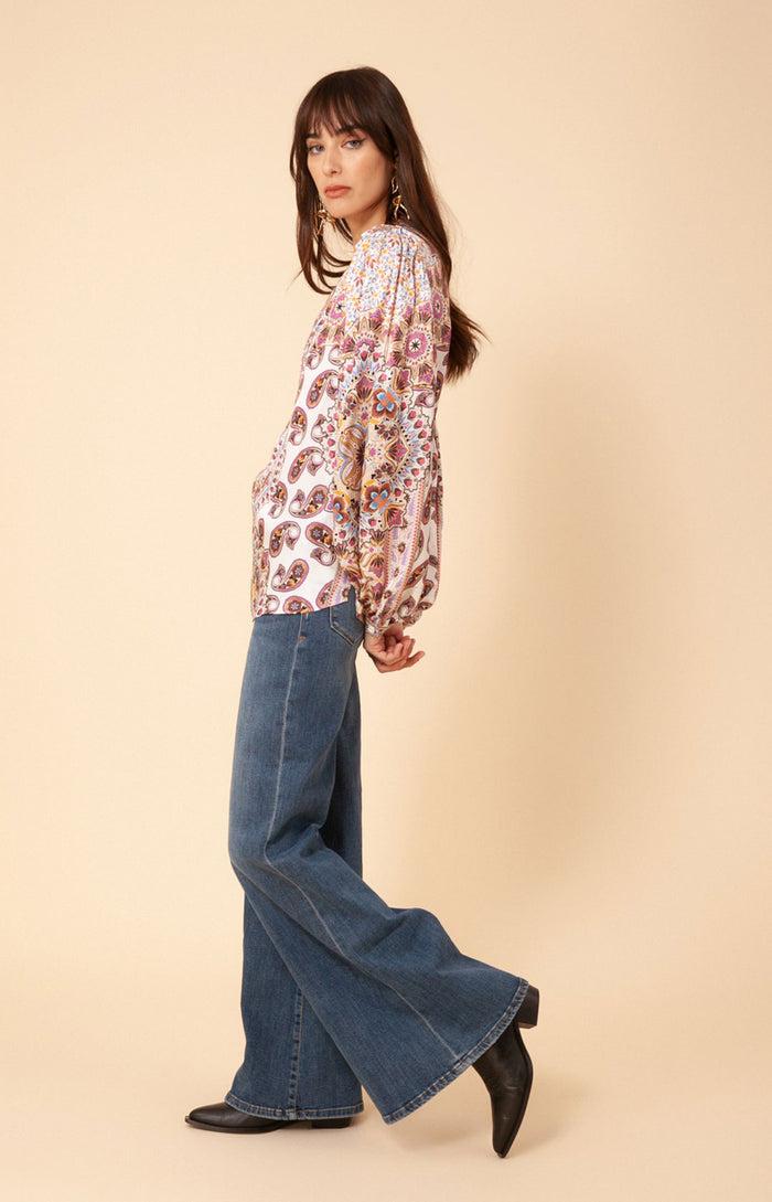 Hale Bob Joleen Charmeuse Top Beaded