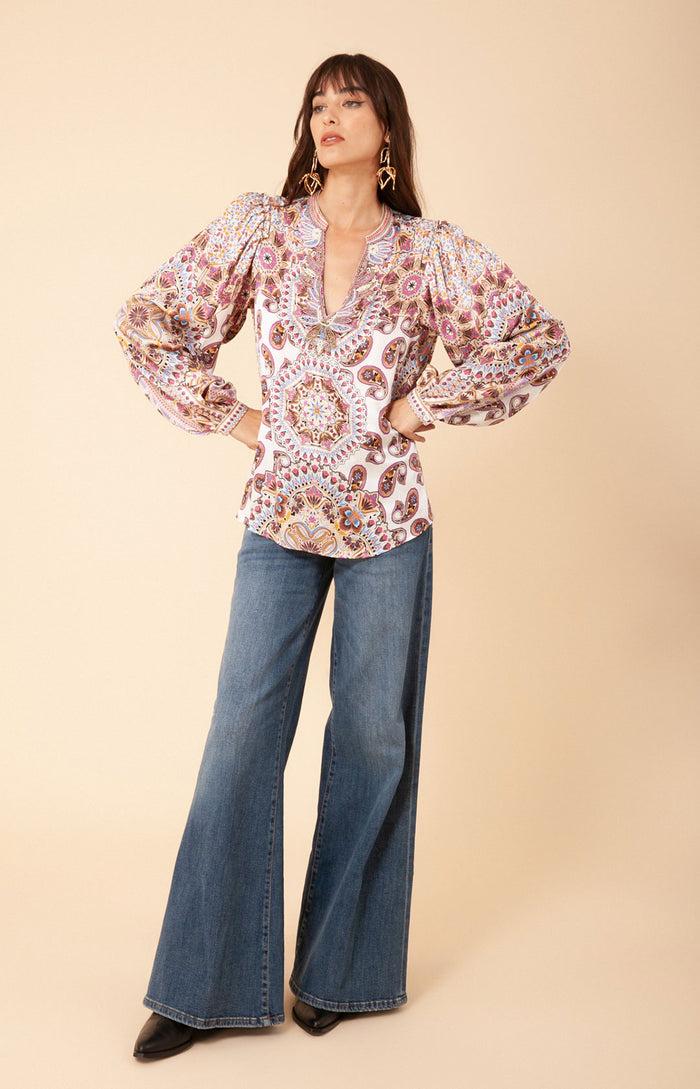 hale bob Joleen Charmeuse Top Beaded