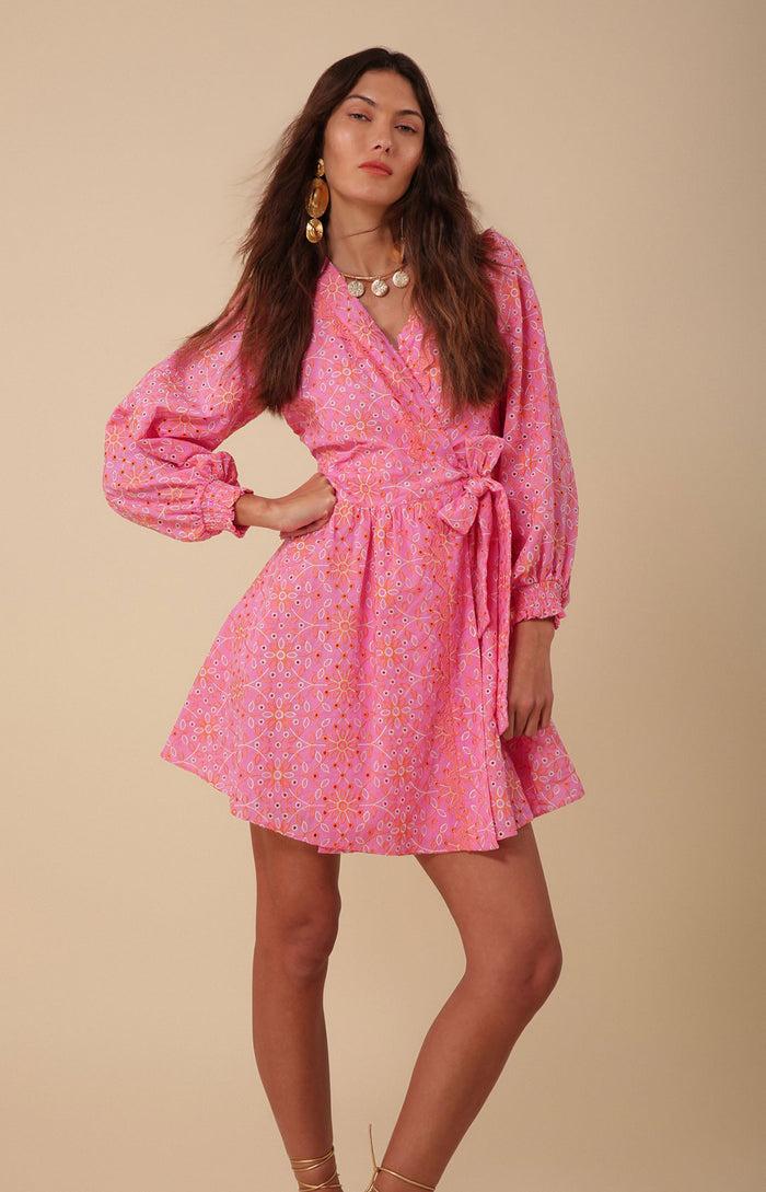 Hale Bob Kehlani Eyelet Wrap Dress