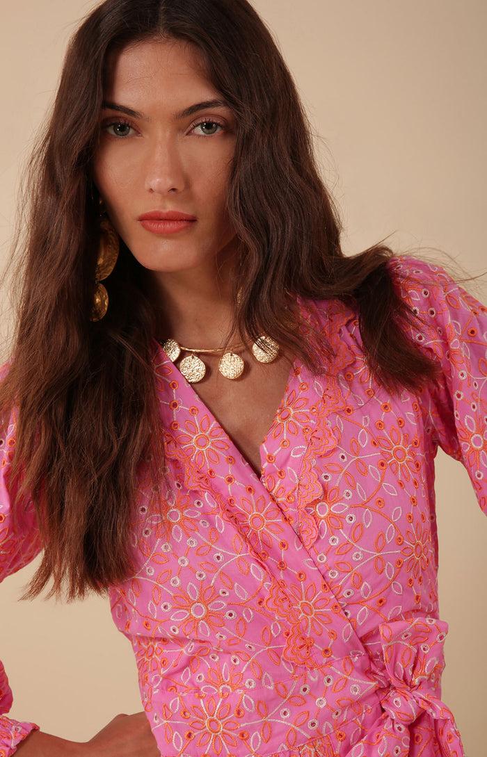 Hale Bob Kehlani Eyelet Wrap Dress