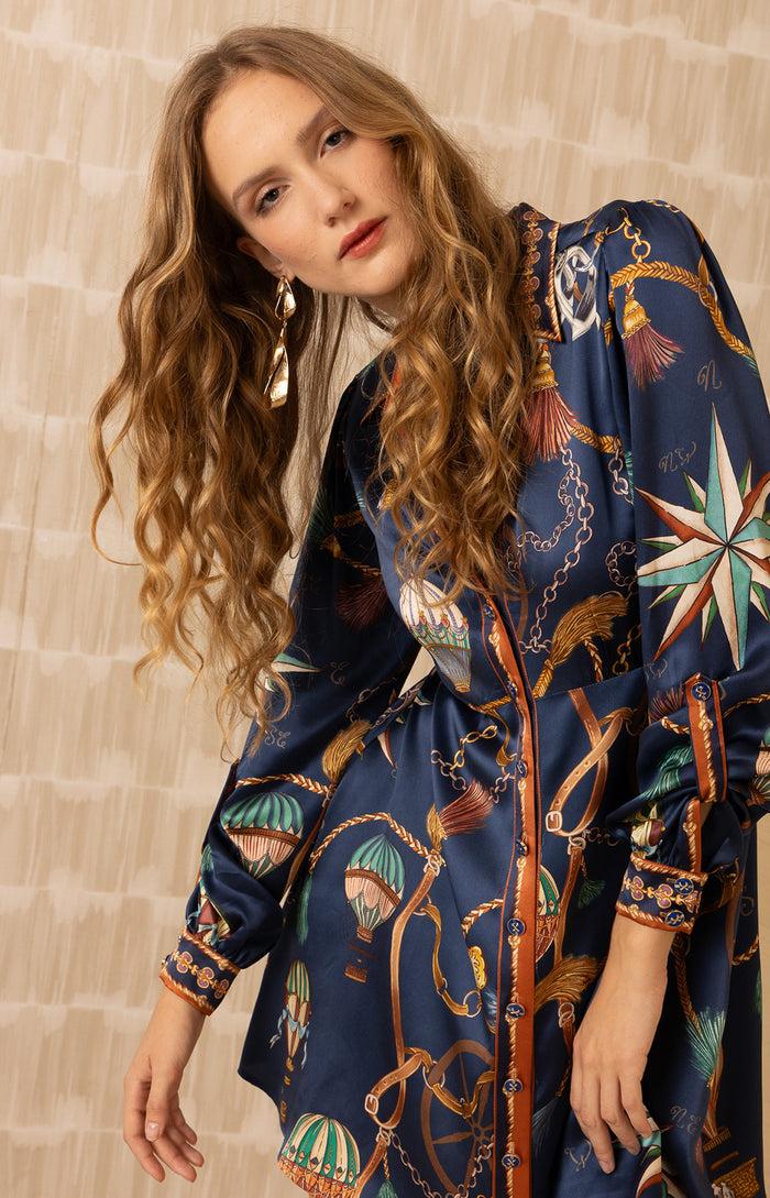 Hale Bob Lacey Charmeuse Dress