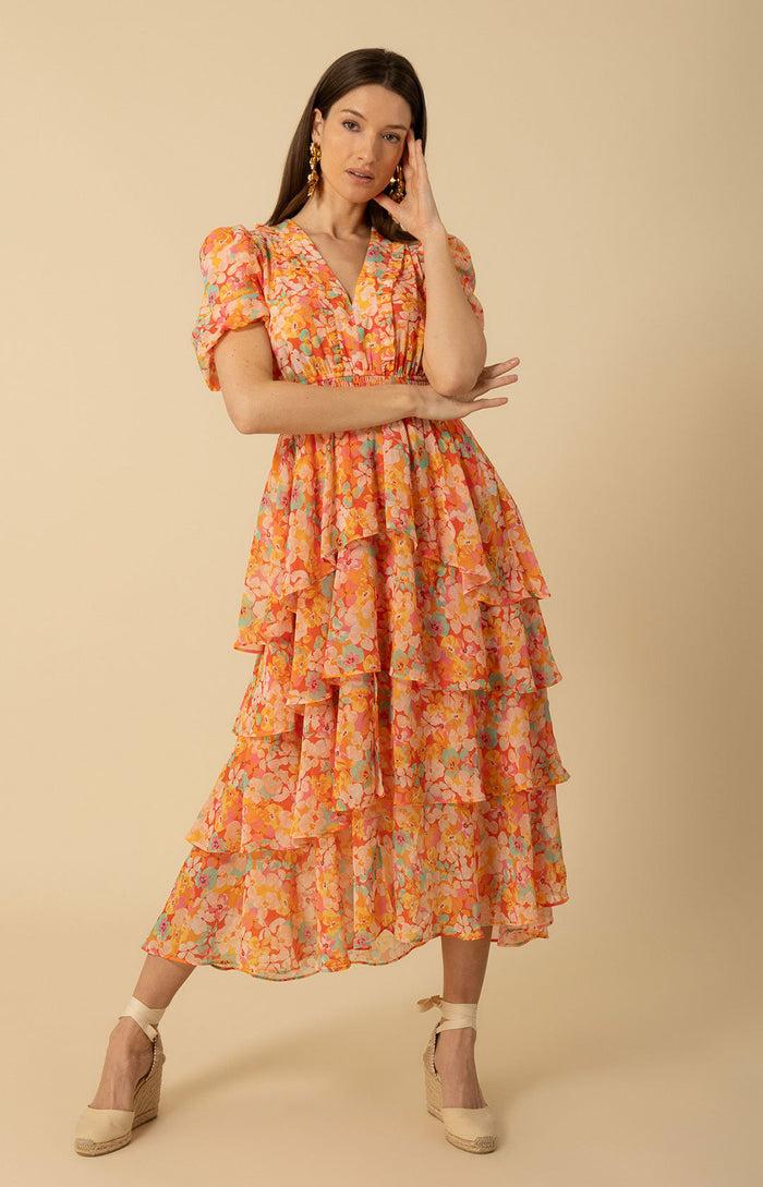 Hale Bob Lainey Tiered Chiffon Dress