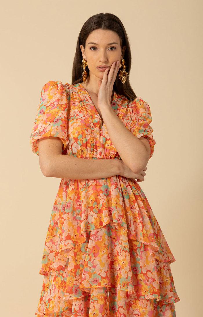 Hale Bob Lainey Tiered Chiffon Dress