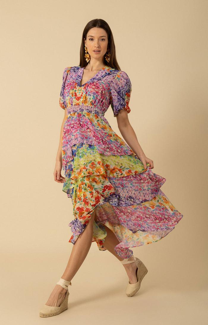 Hale Bob Lainey Tiered Chiffon Dress