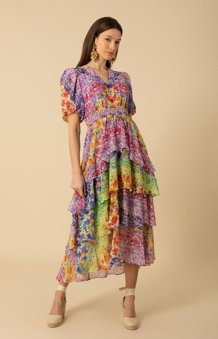 Hale Bob Lainey Tiered Chiffon Dress