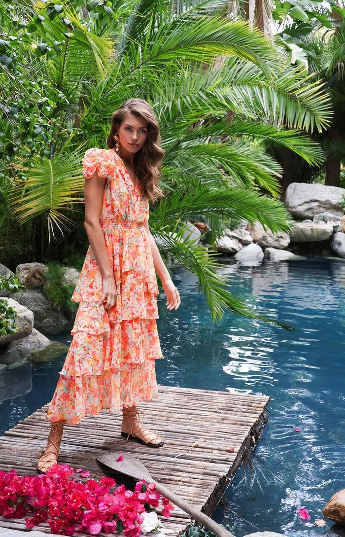 hale bob Lainey Tiered Chiffon Dress