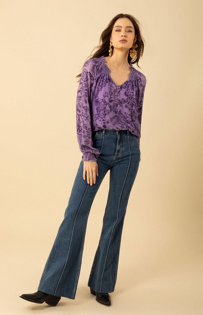 hale bob Liana Solid Velvet Burnout Top