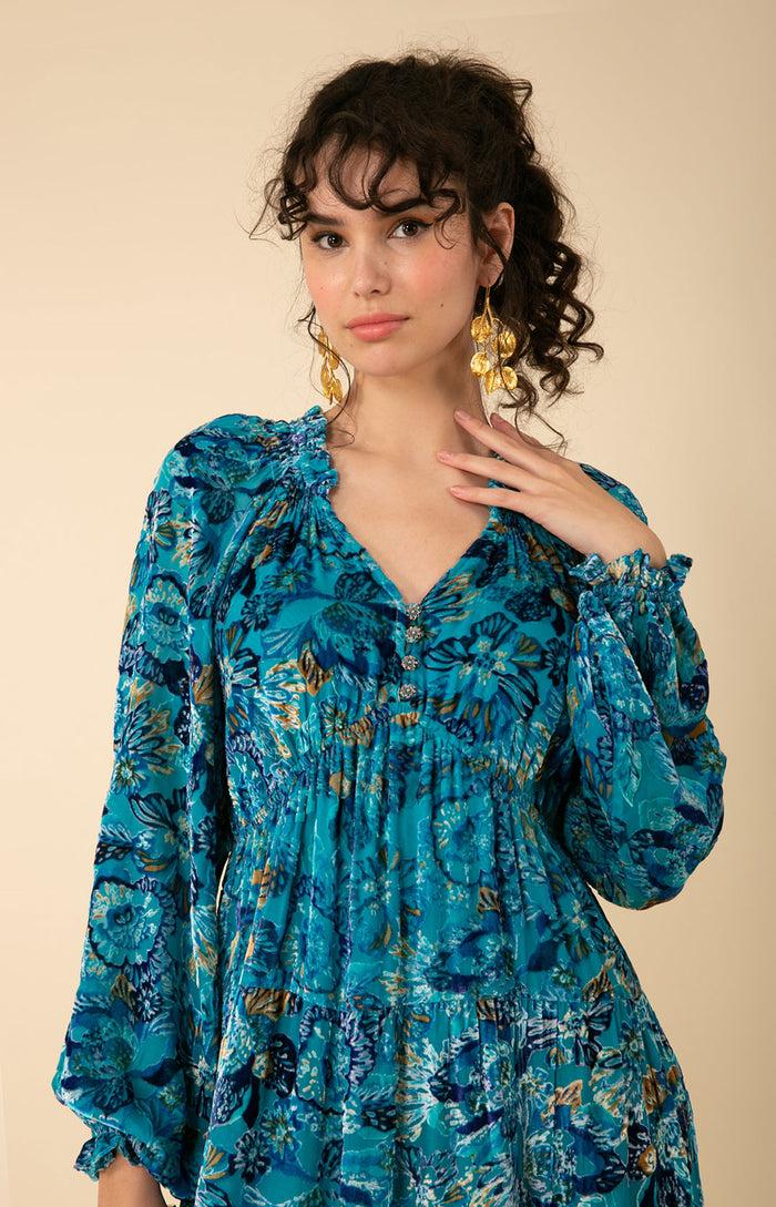 Hale Bob Lina Velvet Burnout Maxi Dress