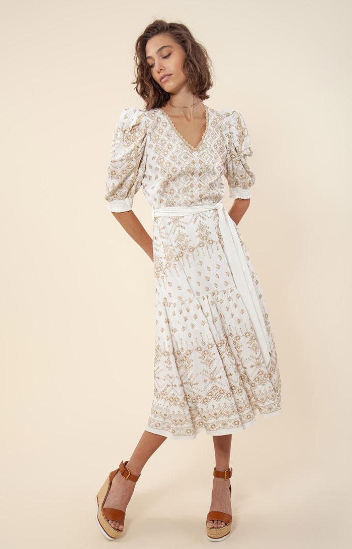 Hale Bob Logan Embroidered Midi Dress