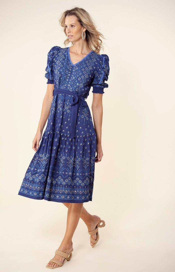 hale bob Logan Embroidered Midi Dress