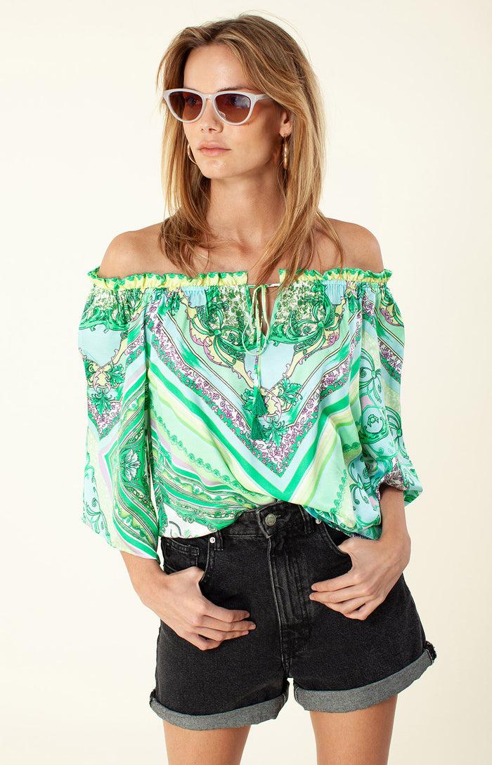 hale bob Lolita Off Shoulder Silk Top