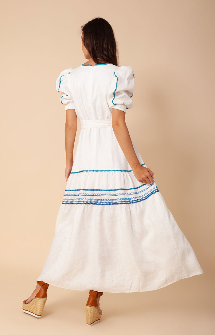 Hale Bob Lorna Embroidered Linen Maxi Dress