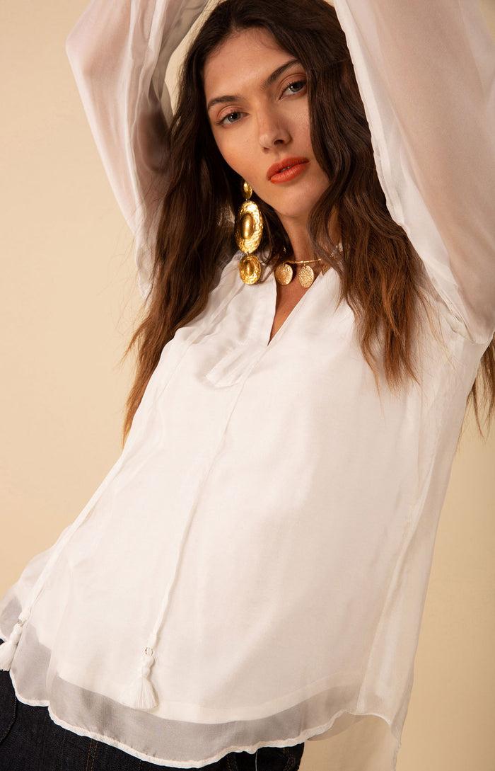 Hale Bob Lucia Solid Chiffon Top