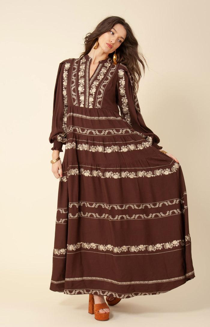 Hale Bob Luna Embroidered Maxi Dress