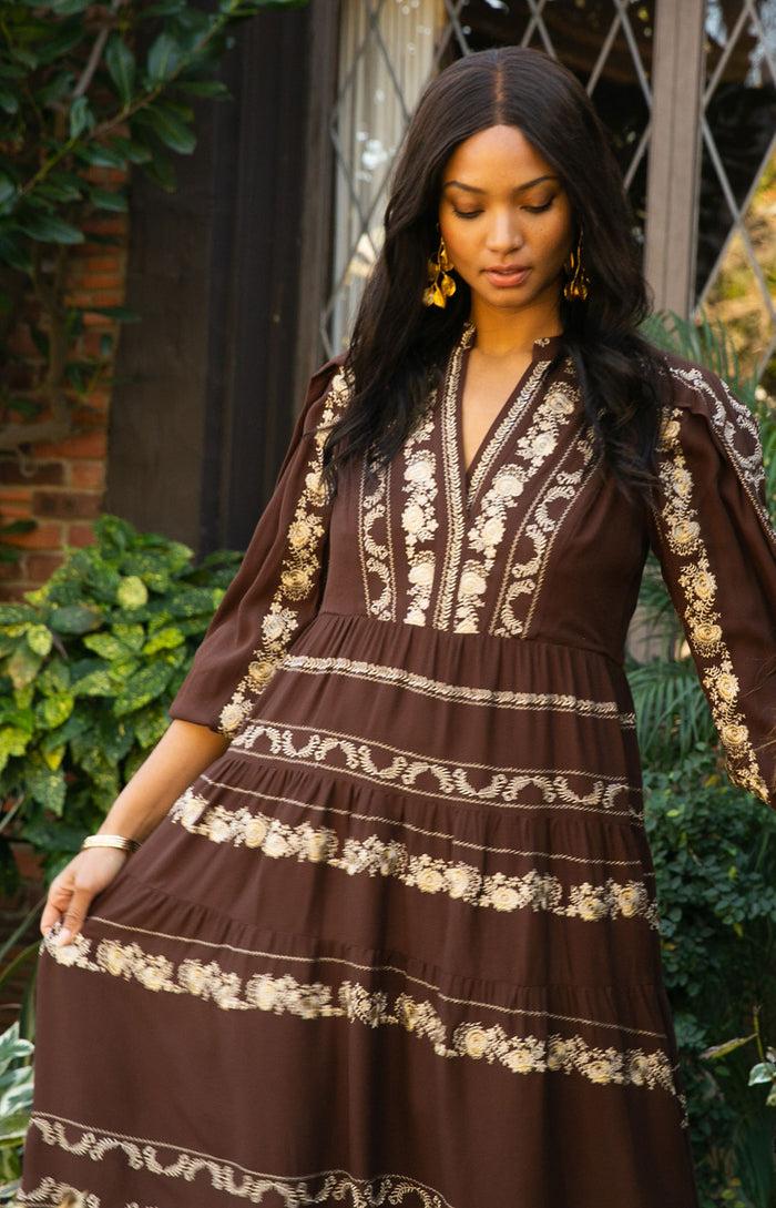 hale bob Luna Embroidered Maxi Dress