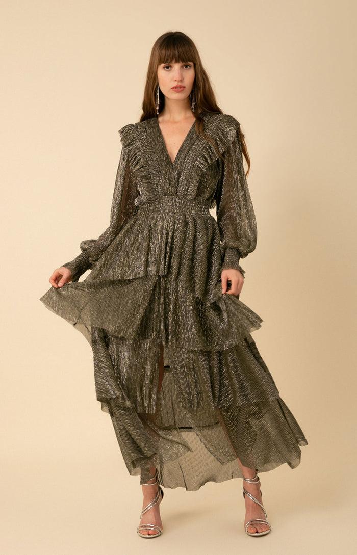 hale bob Lyna Lurex Crinkle Chiffon Dress