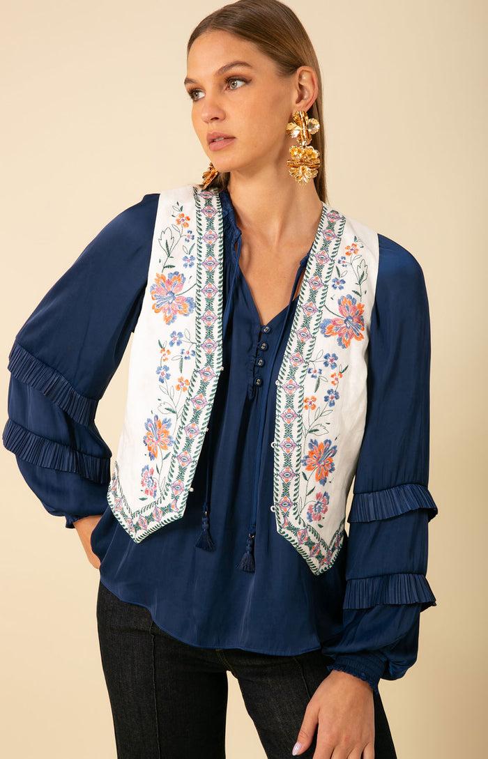 Hale Bob Madeleine Embroidered Linen Vest