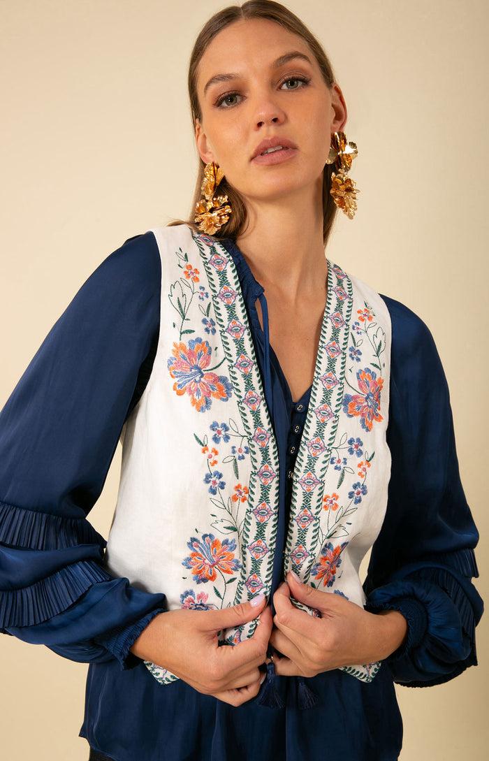 Hale Bob Madeleine Embroidered Linen Vest