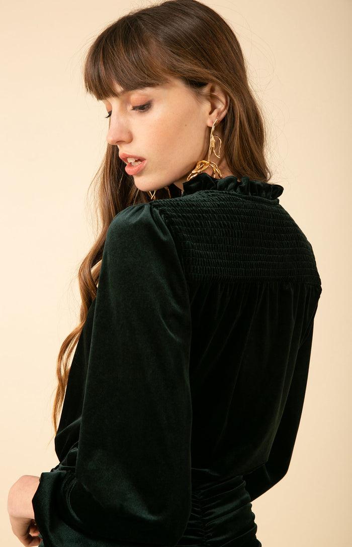 Hale Bob Manon Shirred Velvet Dress