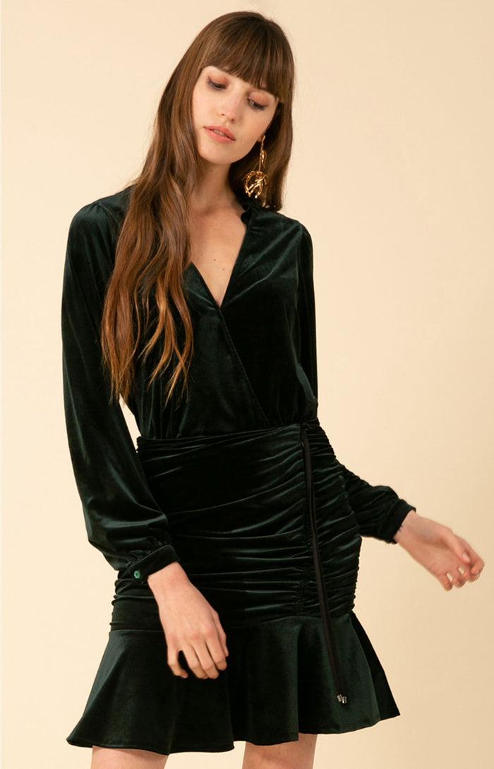 hale bob Manon Shirred Velvet Dress