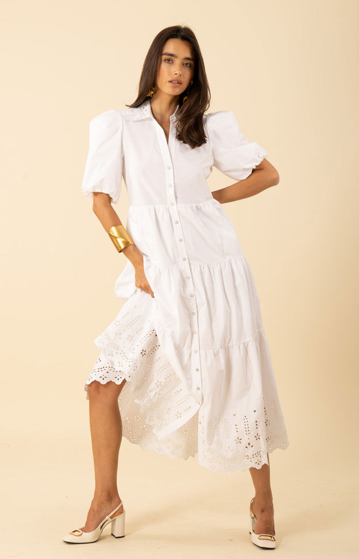 hale bob Martha Embroidered Poplin Maxi Dress