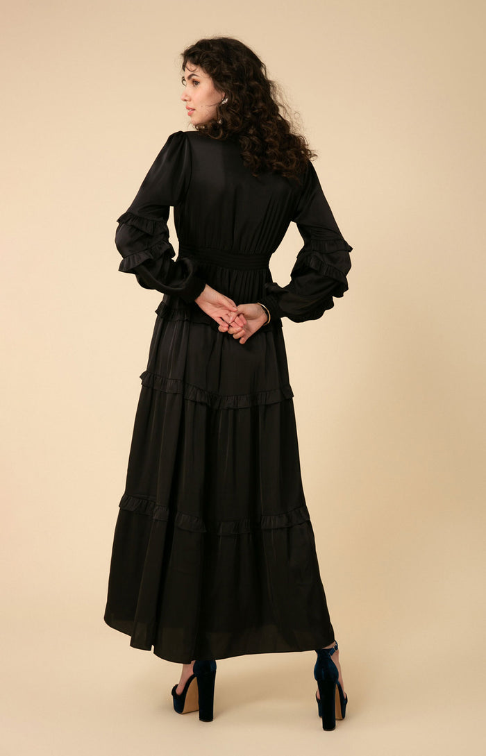 Hale Bob Mathilde Solid Tiered Maxi Dress