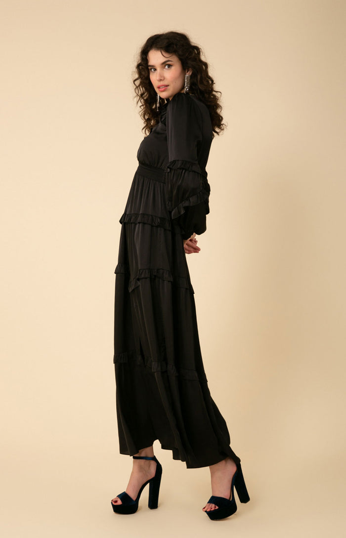 Hale Bob Mathilde Solid Tiered Maxi Dress