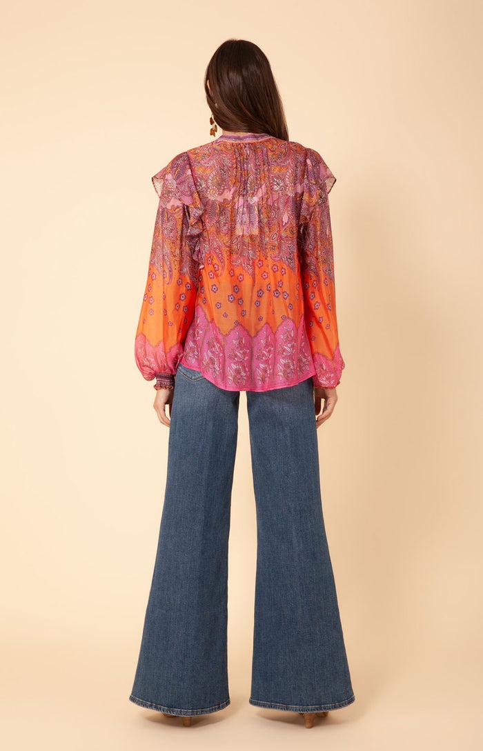 Hale Bob Maya Pleated Chiffon Top
