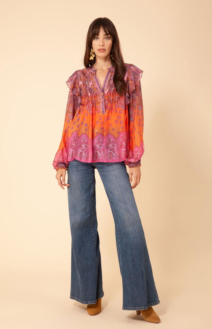 hale bob Maya Pleated Chiffon Top