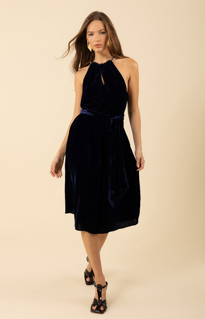 Hale Bob Meadow Halter Velvet Dress