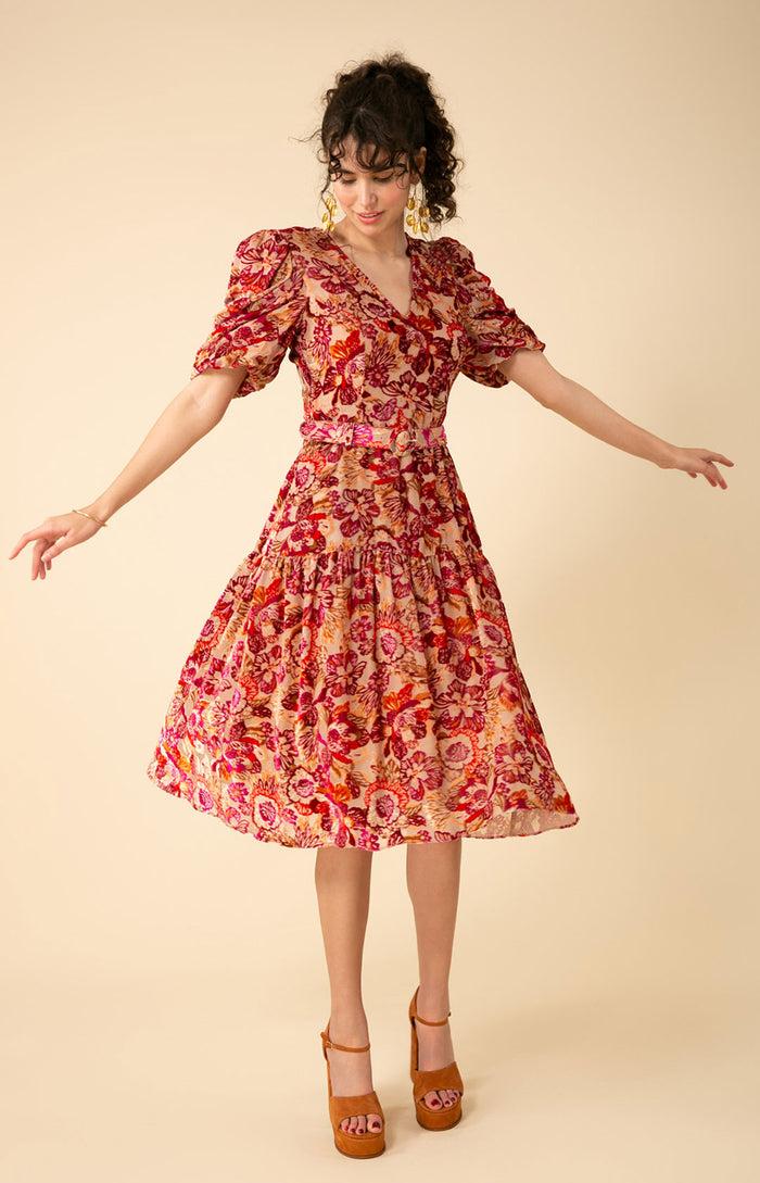 Hale Bob Mia Velvet Burnout Midi Dress