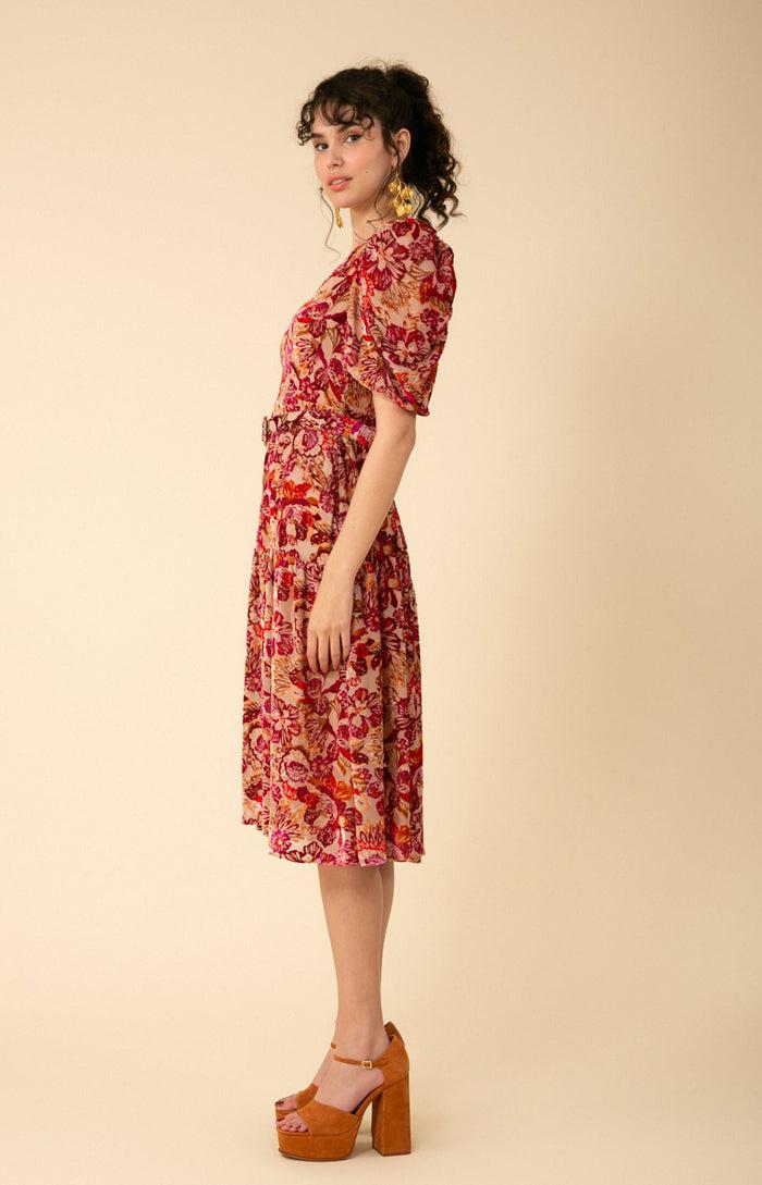 Hale Bob Mia Velvet Burnout Midi Dress