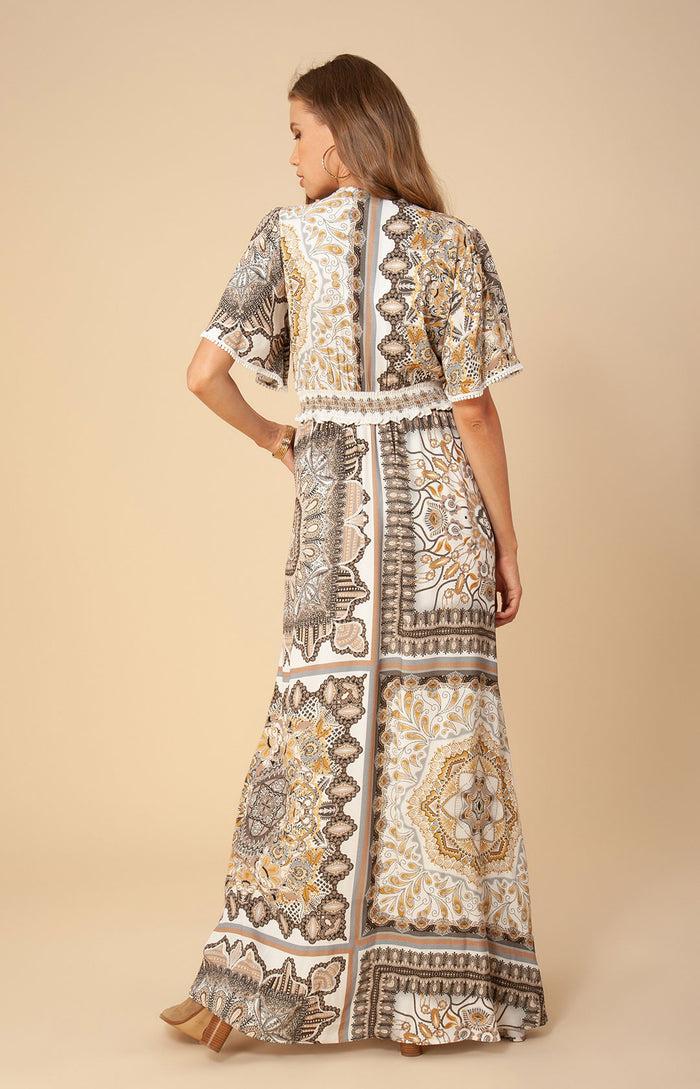 Hale Bob Nadja Smocked Maxi Dress