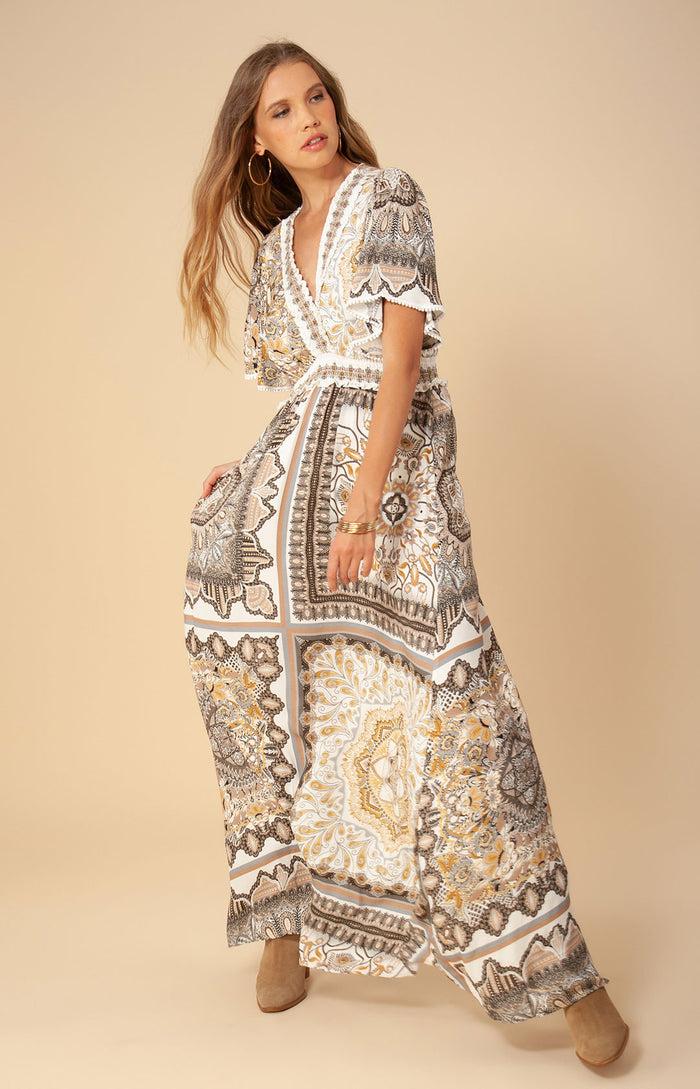 Hale Bob Nadja Smocked Maxi Dress