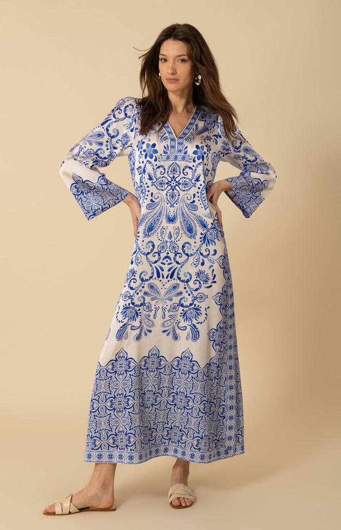 Hale Bob Nalani Charmeuse Caftan Dress
