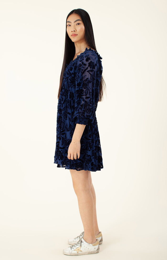 Hale Bob Narva Solid Velvet Burnout Dress