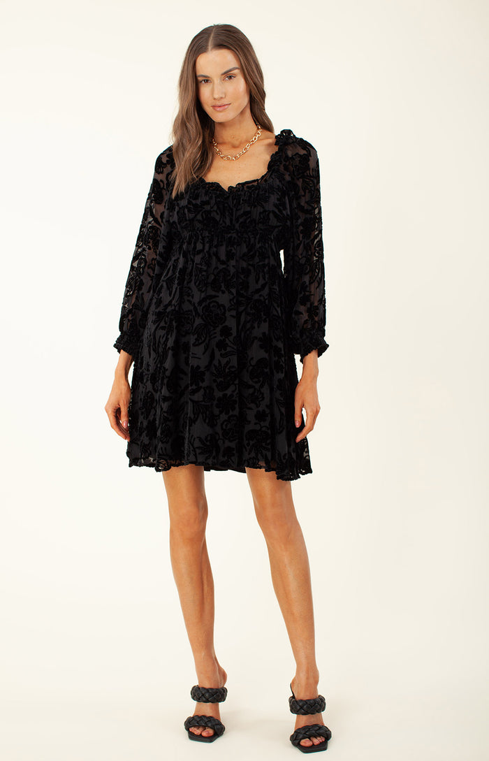 Hale Bob Narva Solid Velvet Burnout Dress
