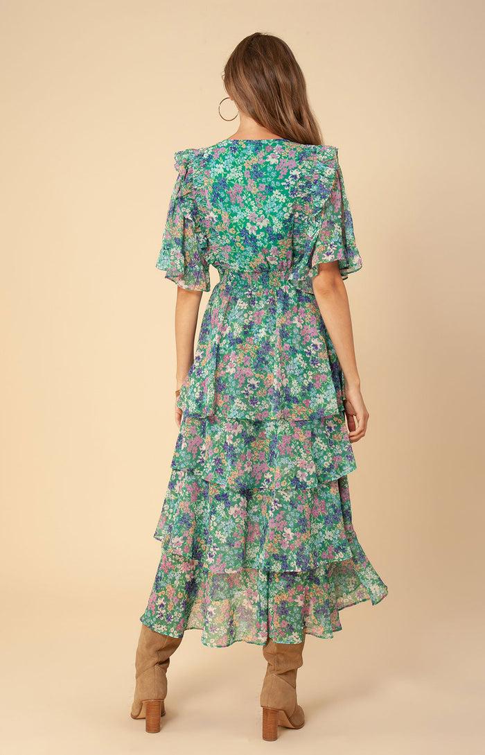 Hale Bob Natasha Tiered Chiffon Dress