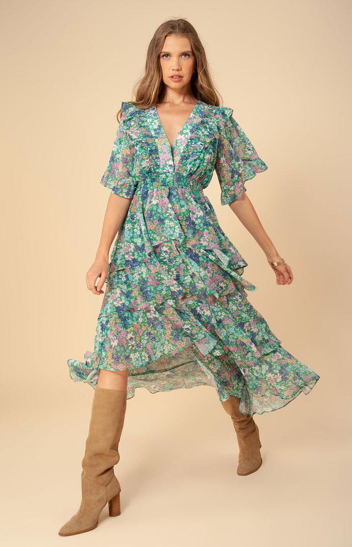 hale bob Natasha Tiered Chiffon Dress