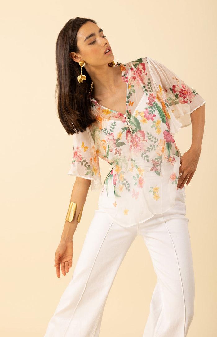 Hale Bob Noemi Crinkle Chiffon Top