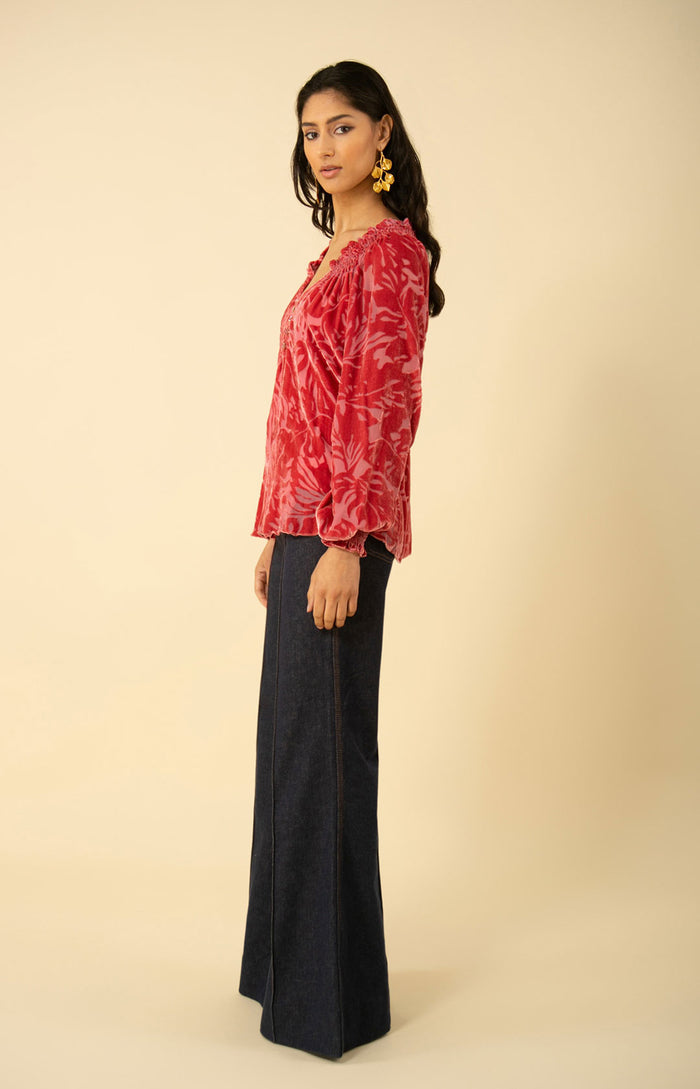 Hale Bob Nova Solid Velvet Burnout Top