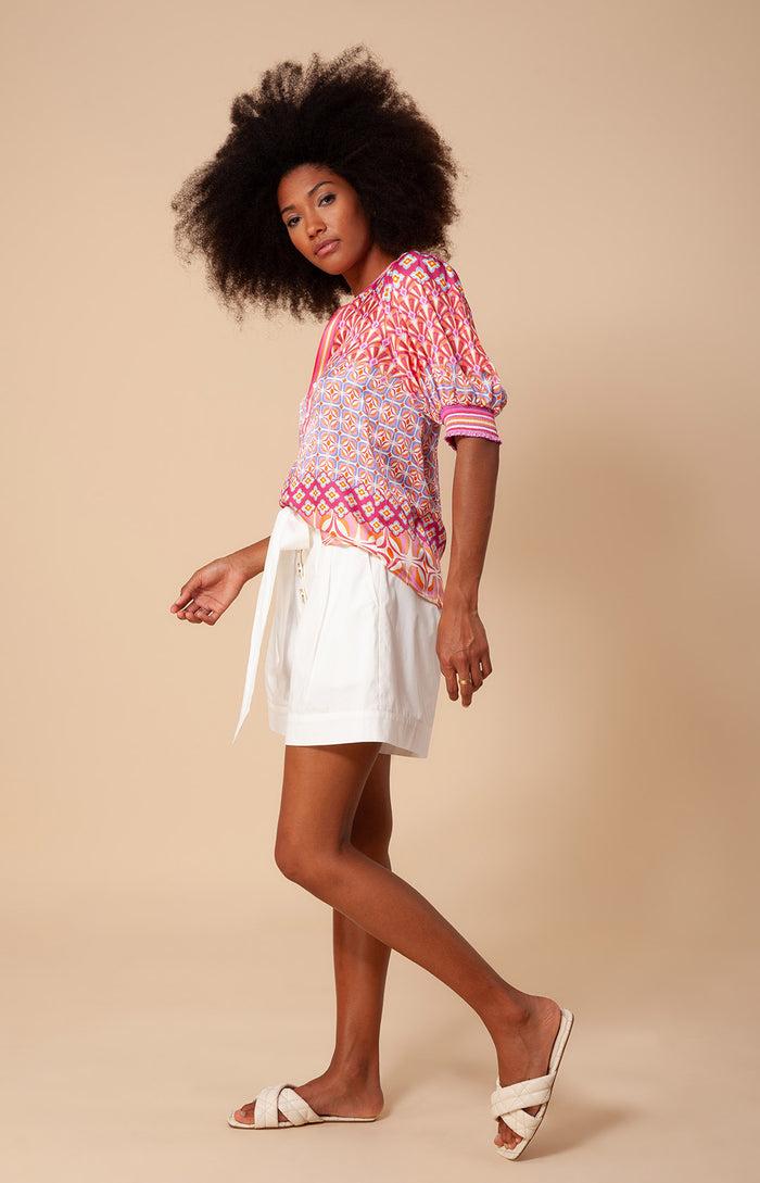 Hale Bob Oba Solid High Waist Poplin Shorts