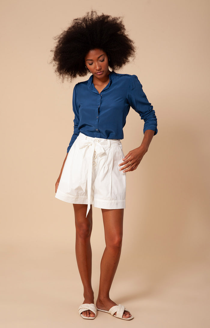 Hale Bob Oba Solid High Waist Poplin Shorts
