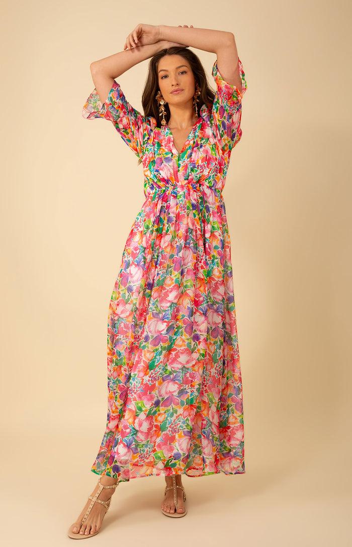 Hale Bob Ophelia Chiffon Maxi Dress