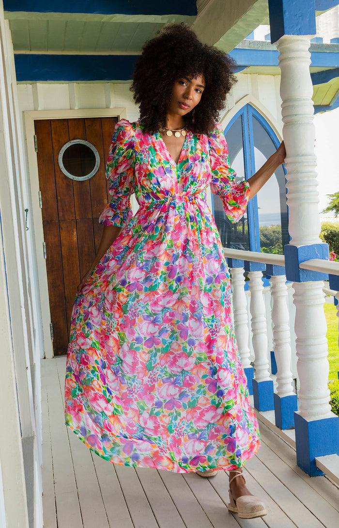 hale bob Ophelia Chiffon Maxi Dress