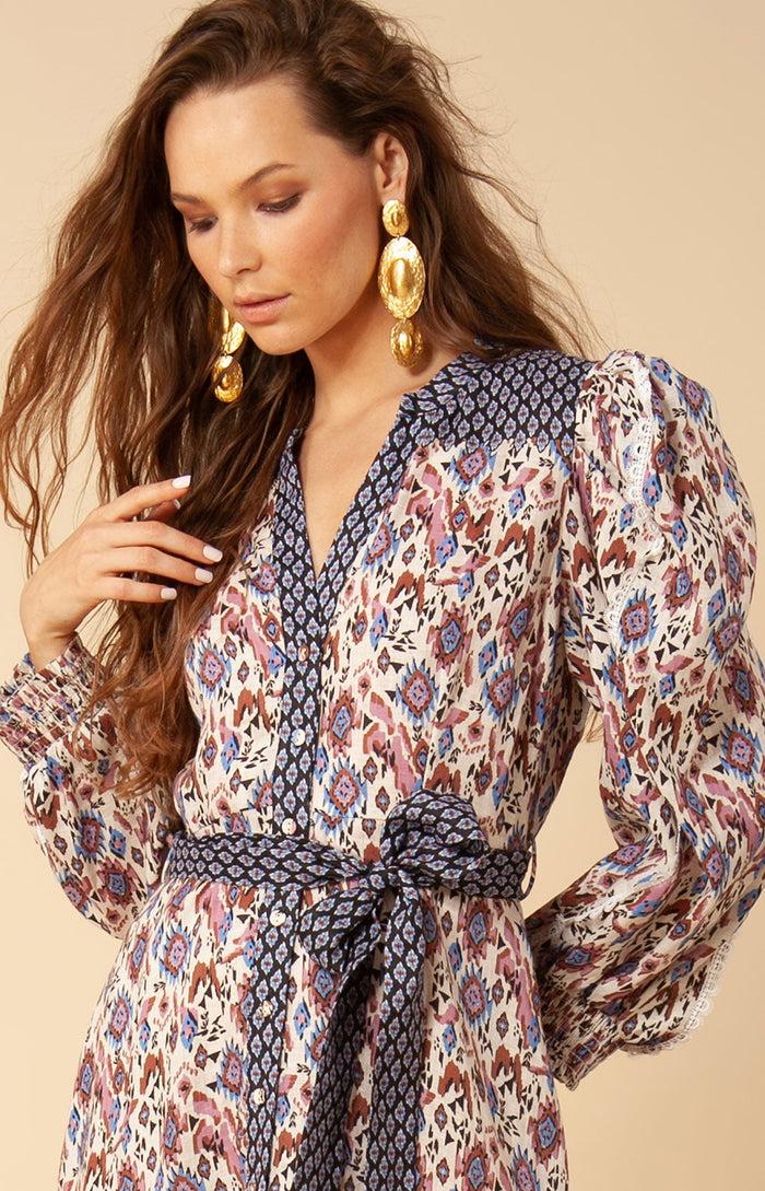 Hale Bob Phaedra Linen Midi Dress