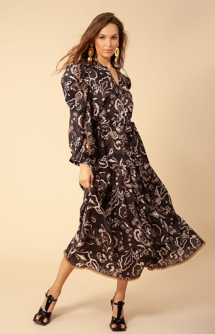 Hale Bob Phaedra Linen Midi Dress