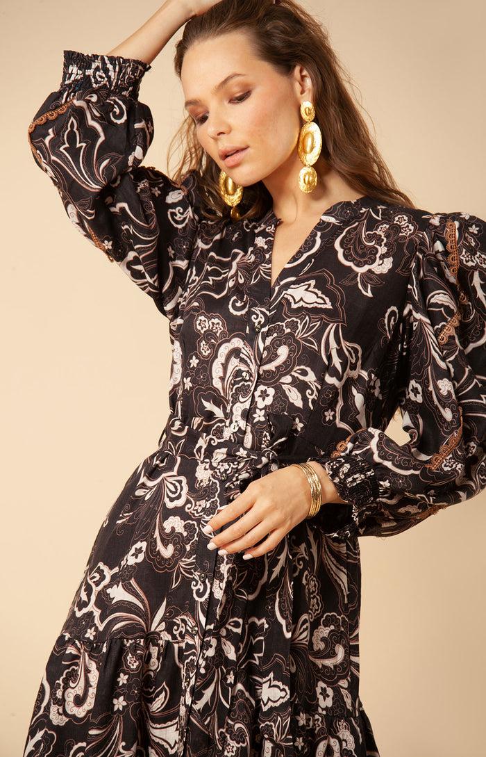 Hale Bob Phaedra Linen Midi Dress