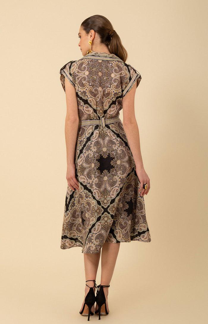 Hale Bob Priscilla Linen Midi Dress