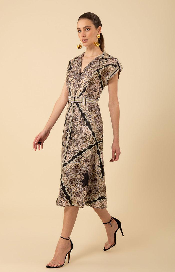 Hale Bob Priscilla Linen Midi Dress